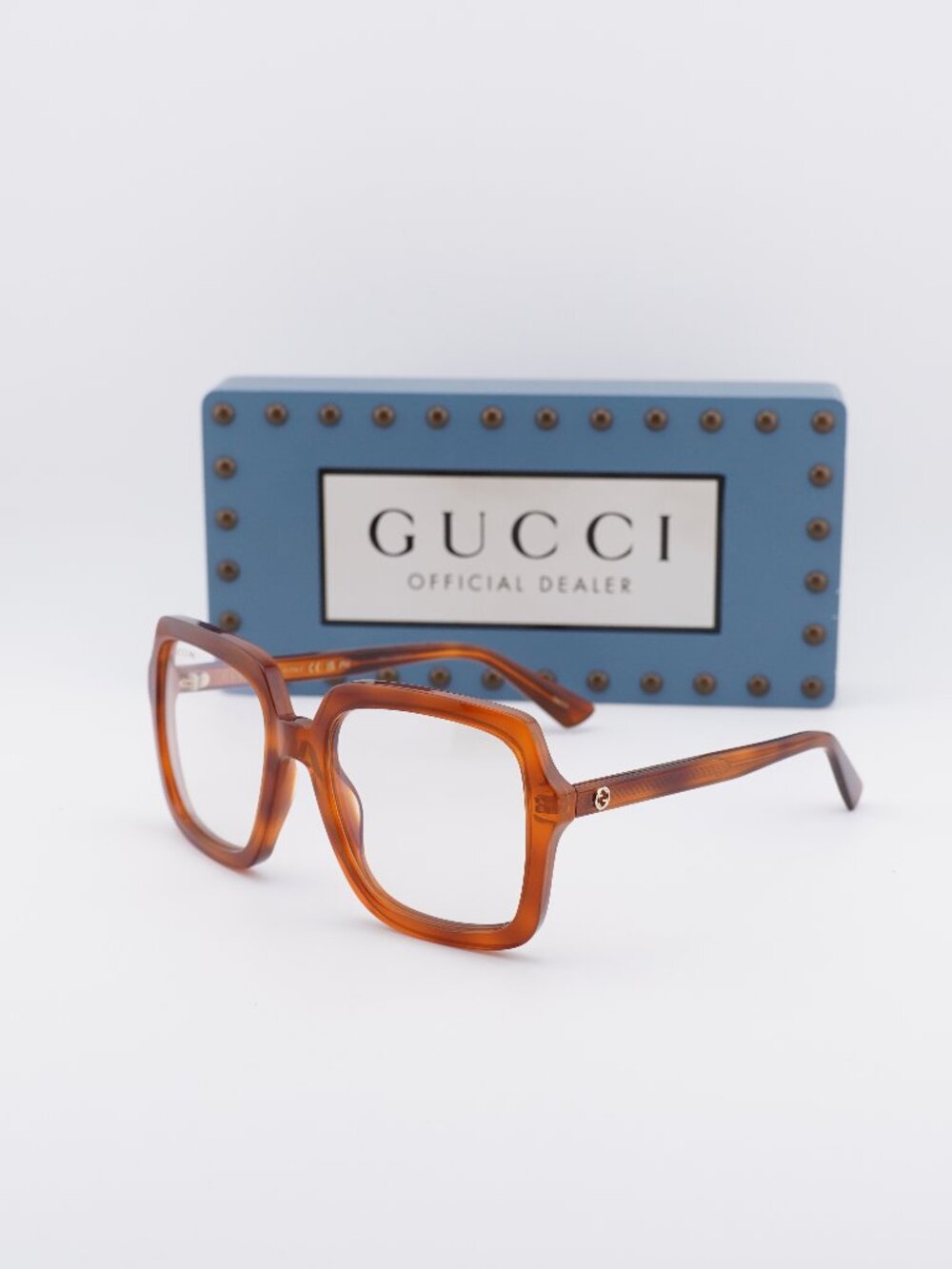 Gucci GG1318S 001 Square Sunglasses - Havana / Clear to Brown Photochromic